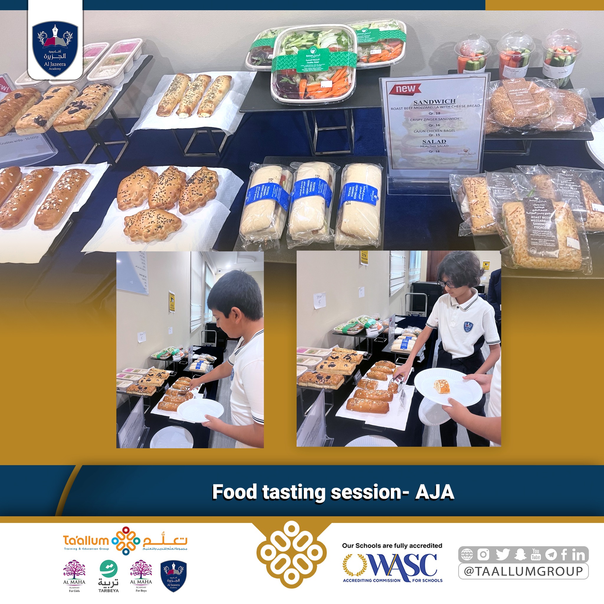 Students enjoying a food tasting session at Al Jazeera Academy